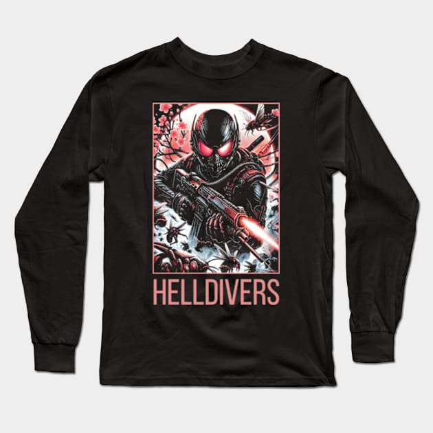 dynamic composition of Helldivers fighting against a swarm of insect-like aliens - fantasy Long Sleeve T-Shirt by StyleTops